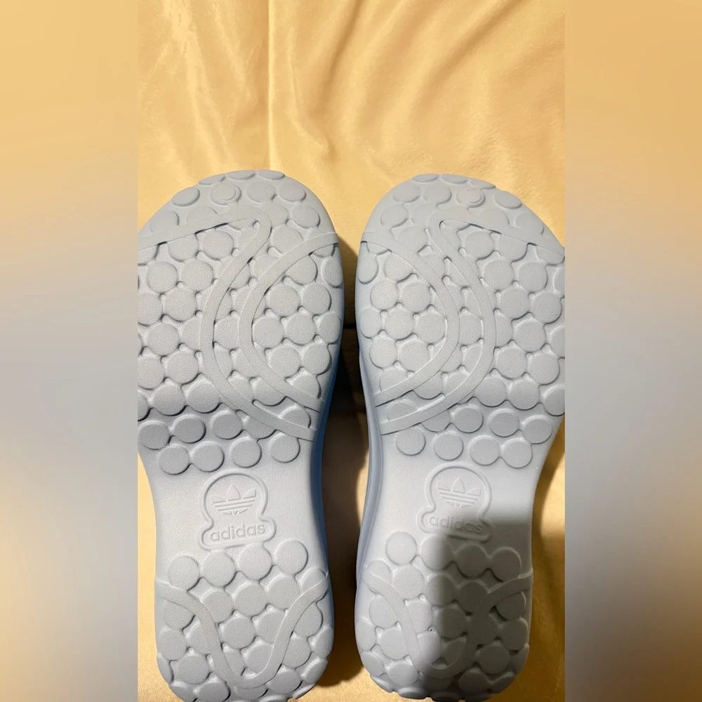 adidas Stan Smith Baby Blue Slip-On Clogs with Silver Logo - Picture 2 of 3